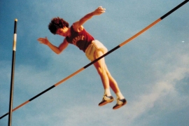 Peter McGinnis clearing the high-bar in the 1970s.